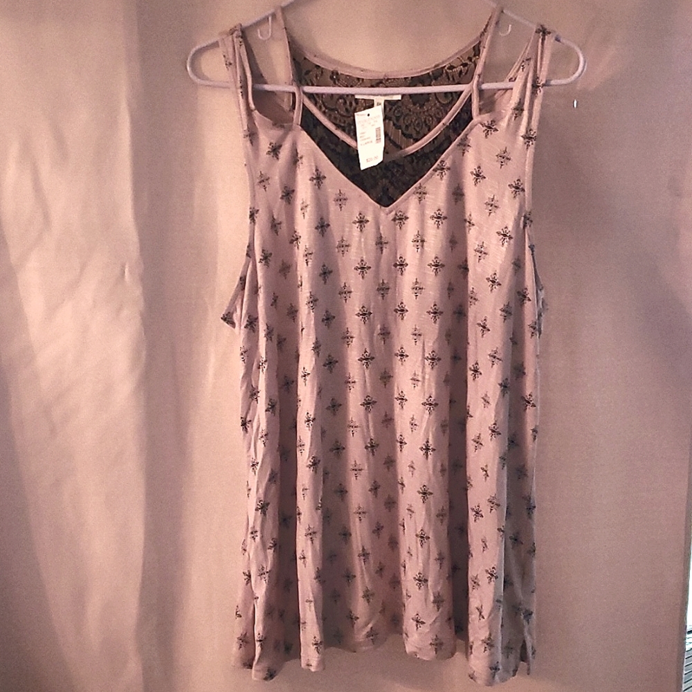 Maurice rose pink and black sleeveless top